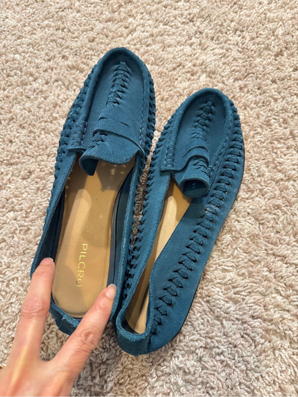 Pilcro Anthropologie Woven Blue Suede Slip On Loafers Size 7.5 - Picture 5 of 7